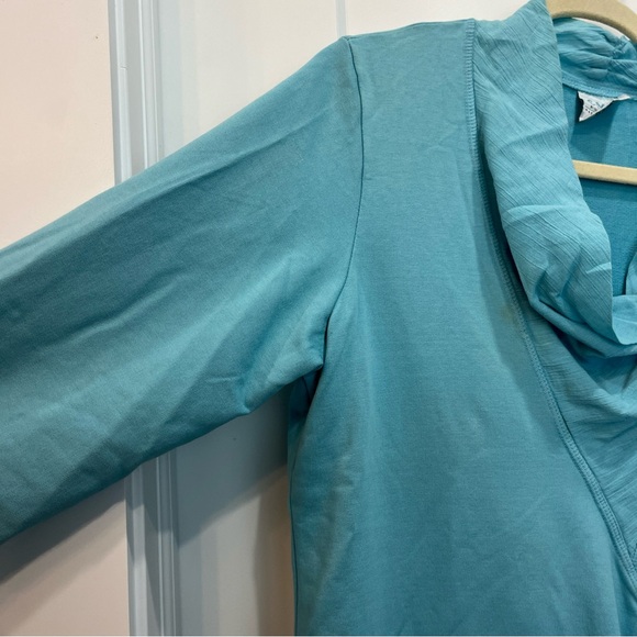 CMC Color Me Cotton Women’s Sweatshirt Size Small Teal Blue Cowl Neck Laganlook - Picture 7 of 9